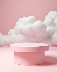 Pink podium stage stand for product placement background 3d render