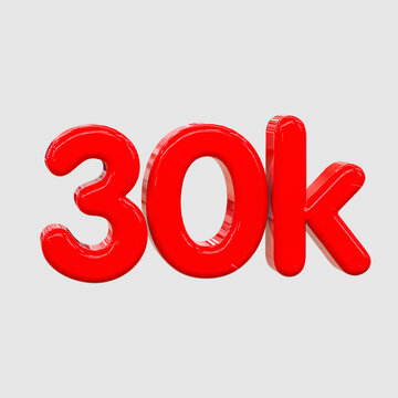 30k followers 3d number tag for follower sale promotion concept by 3d render