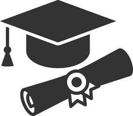 Education icon vector illustartion. College cap or graduate hat symbol. Student degree sign. - obrazy, fototapety, plakaty