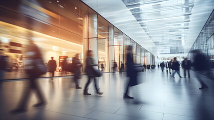 shopping mall background and blued people