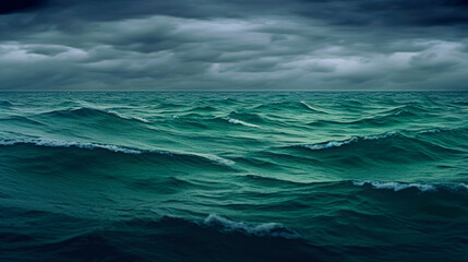 Stormy sky over the sea. Dark stormy clouds. Epic seascape.