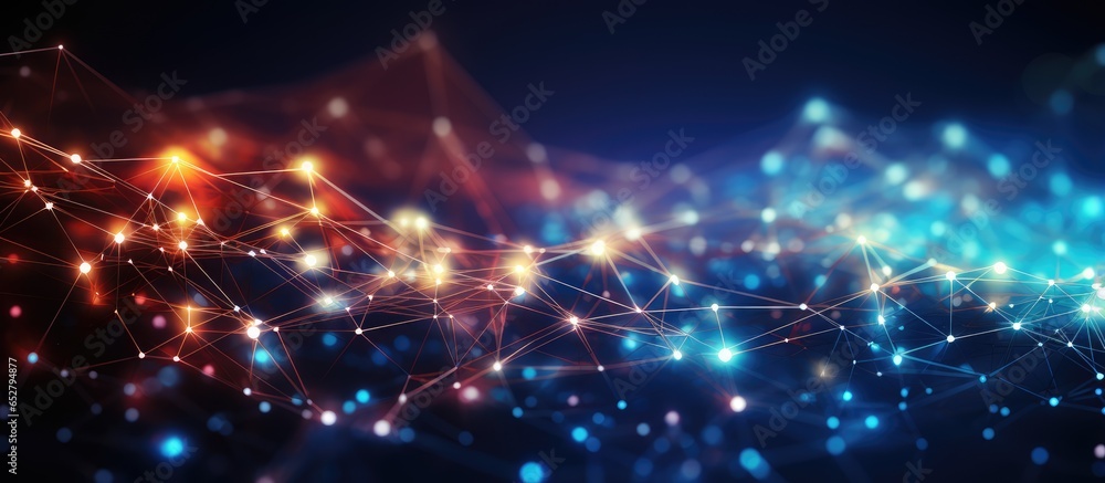 Poster data visualization on digital background network structure in science background
