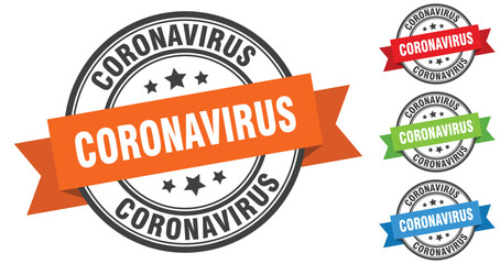 coronavirus stamp. round band sign set. label