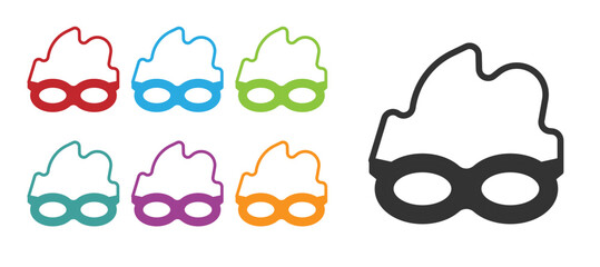 Black Glasses for swimming icon isolated on white background. Swimming goggles. Diving underwater equipment. Set icons colorful. Vector