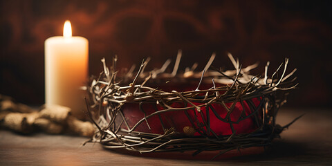 Crown Thorns Candle Stock PhoCrown of thorns with a redtos, Images & Pictures    HD wallpaper:...