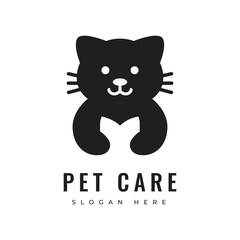 animal cat mammal character pet shop veteranian logo design vector graphic illustration