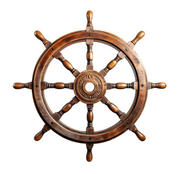 Steering hand wheel ship isolated on transparent background. PNG file, cut out
