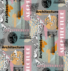  Abstract background. Seamless abstract pattern. Drawings and geometric shapes. Abstract. Elements of classical architecture..