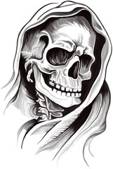 human skull sketch illustration