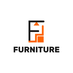 letter f furniture logo template