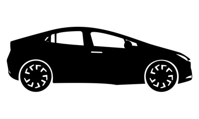 Black moving car icon isolated on white background. Suitable for all businesses.