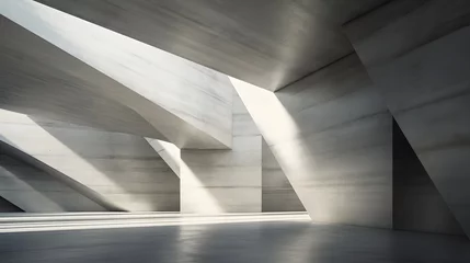 Foto op Canvas Abstract architecture background, empty rough concrete interior with diagonal columns. © Lucky Ai
