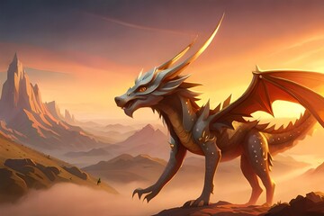 Fototapeta premium dragon at sunset