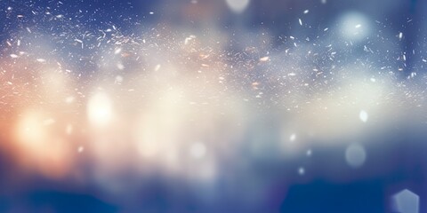 Blurred out snowstorm abstract nature background with lots of bokeh and a bright center spotlight and a subtle vignette border. - obrazy, fototapety, plakaty