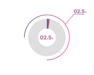 02.5 Percentage circle diagrams Infographics vector, circle diagram business , Designing the 02.5% Segment in the Pie Chart.