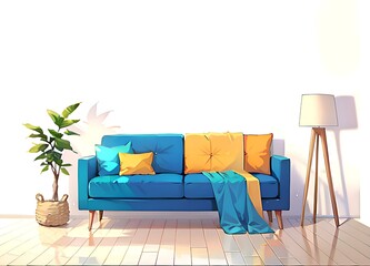modern living room with sofa, ai generated