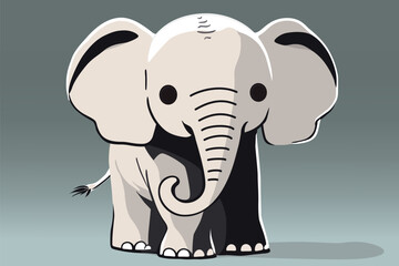 Cute Baby Elephant. Simple Illustration or Template for Print on T-Shirt