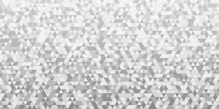 Modern abstract seamless geomatric white and gray pattern background. Geometric silver pattern gray texture design print composed of triangles. Black triangle tiles pattern mosaic background.