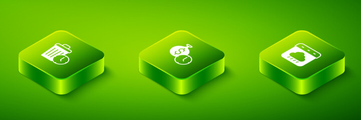Set Isometric Time is money, Calendar autumn and Waste of time icon. Vector
