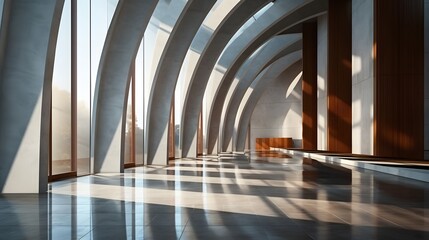 Architectural design of modern concrete hall.