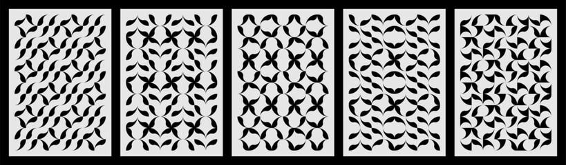 Set of vector patterns is perfect for creating surreal and psychedelic posters backgrounds, and covers. The patterns are made up of geometric shapes and lines that create a sense of depth and movement