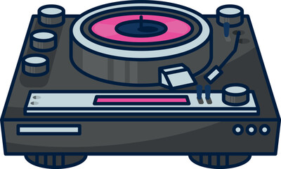 Fototapeta premium nineties pop art style vinyl turntable