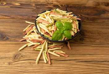 Raw Trofie Pasta, Dry Italian Macaroni, Traditional Genoa Food, Raw Noodle, Modern Ligurian Cuisine