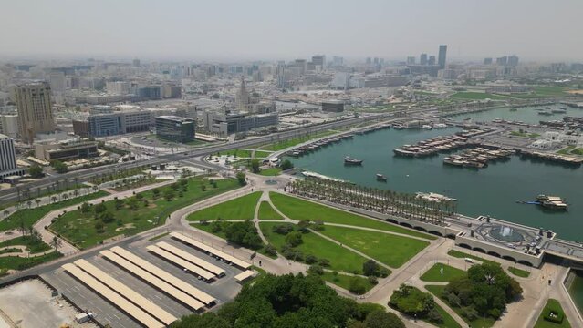 Aerial view of Doha city (Ad-Dauha) in Qatar