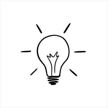Hand-drawn Light Bulb, Idea sign, solution, thinking concept