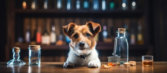 Dog receiving vaccine injection at veterinary clinic Illustrated concept for rabies prevention and pet health