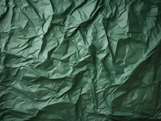 Dark green crumpled and creased paper poster texture background.