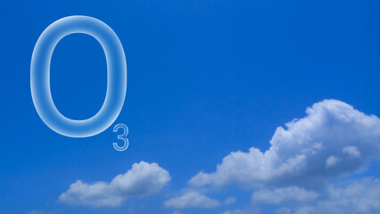 ozone o3 concept with white cloud and blue sky