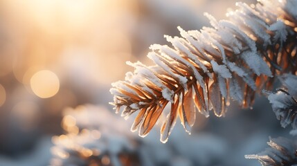 a close up of a pine tree with snow on it - Powered by Adobe
