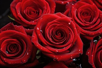 bouquet of fresh red roses for valentine's day