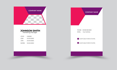 Modern ID Card Template with an author photo place.corporate id card design, Employee Id Card for Your Business or Company, agency id card design template.
