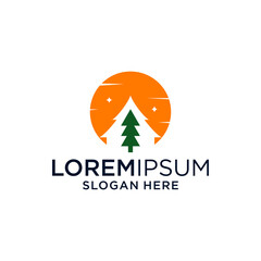 abstract logo design pines and moon
