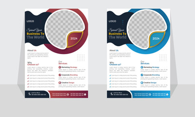 Corporate modern business flyer template design set, minimal business flyer template or eye catching flyer design, flyer in A4 with colorful business proposal, modern with red and Blue flyer