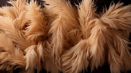 A captivating blend of fur, feathers, and brown hues come together to create a majestic animal portrait against a stark black background