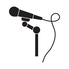 Stage microphone icon, Microphone on stage vector icon. flat illustration on white background..eps