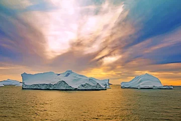 Cercles muraux Antarctique Eisberge am Morgen