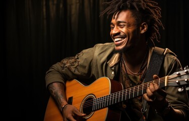 Obraz premium Black Man Musician Professional Work Role Work Environment Background Generative AI