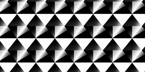 Background consisting of a seamless pattern of painted grungy geometric triangles in black and white. Surface pattern design with a hand-drawn abstract motif in a grungy monochromatic style.