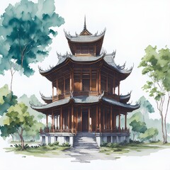 Vietnam architecture 2 line icon