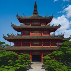 Chinese architecture 3 line icon