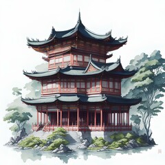 Chinese architecture 18 line icon