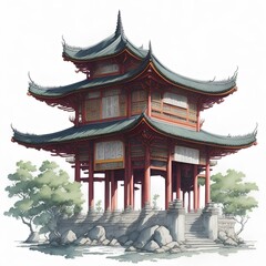 Chinese architecture 15 line icon