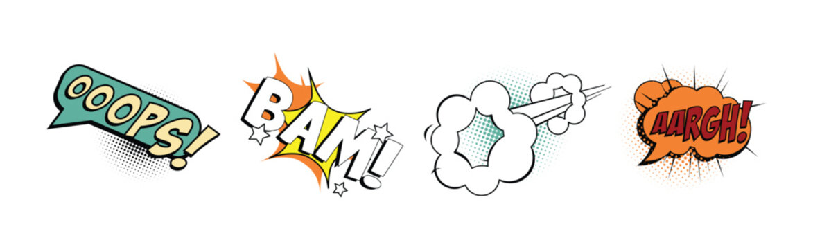 Comic Sound Effect and Pop Art Cloud Vector Set