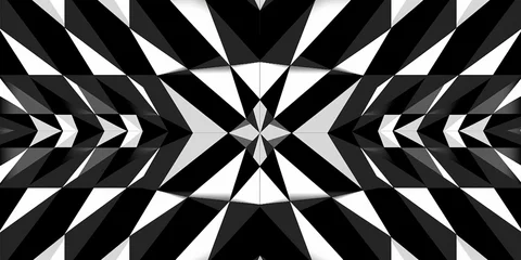 Fotobehang A black and white geometric triangular paint pattern that repeats endlessly serves as the background. Grungy monochrome surface pattern design featuring a hand-drawn abstract motif. © James Ellis