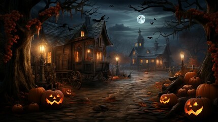 Pumpkin and wooden creepy set