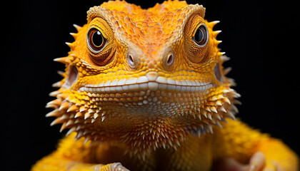 A cute lizard with sharp teeth looking at the camera generated by AI